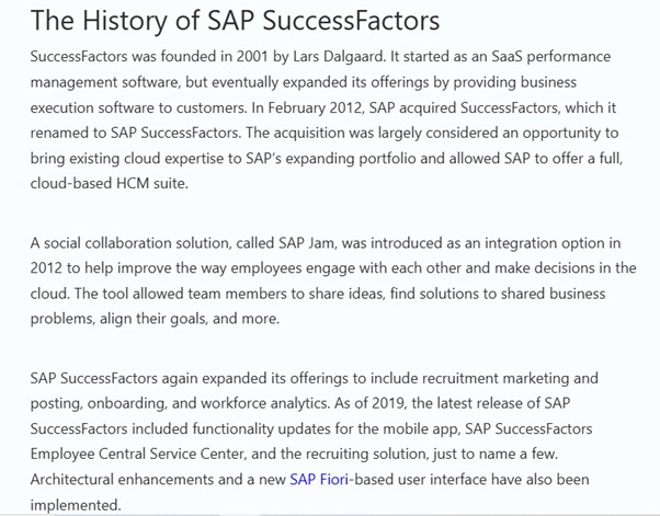 The history of Sap successfactors