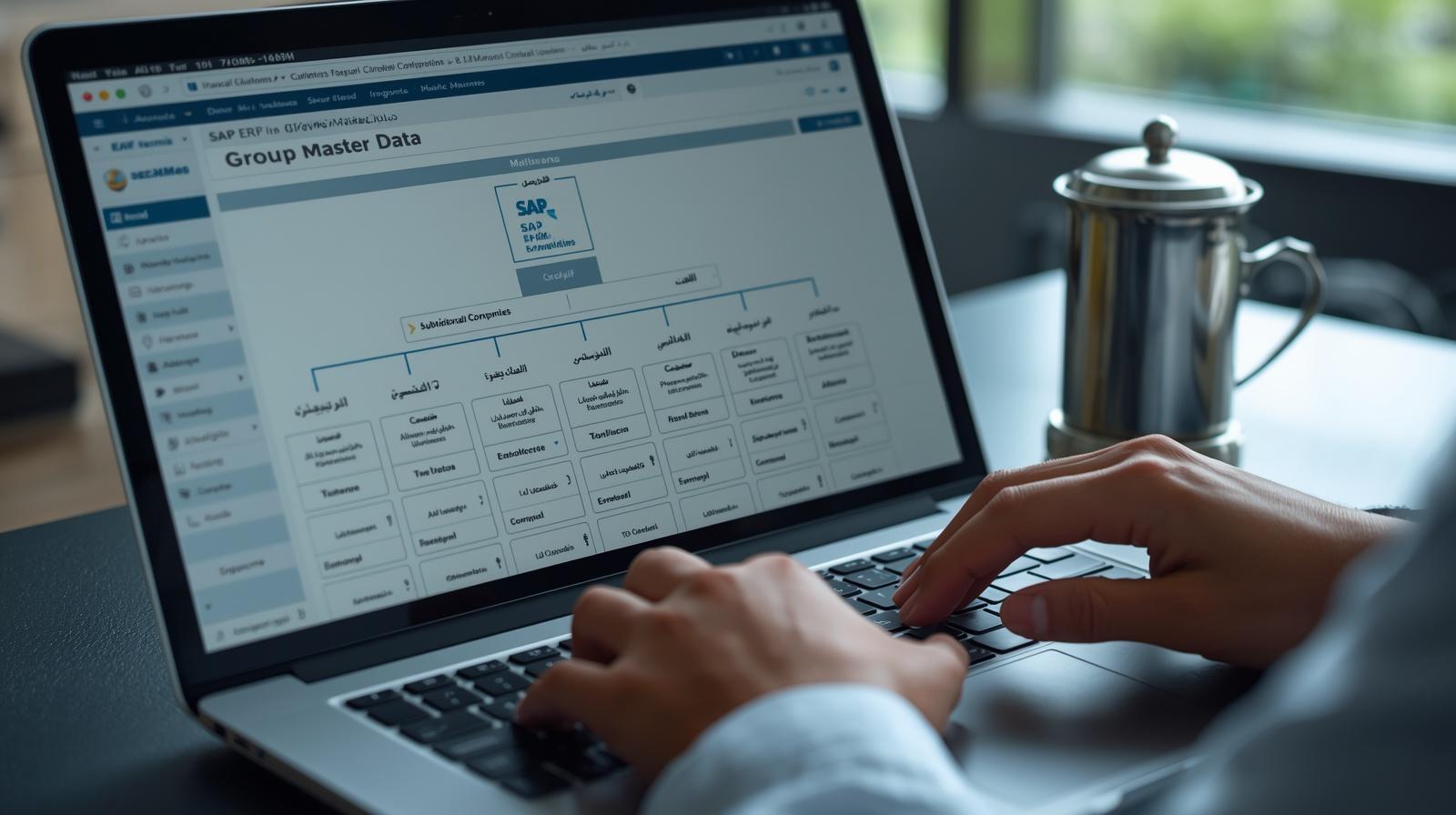 Integrated SAP ERP dashboard managing multiple legal entities and master data for a Saudi holding company.