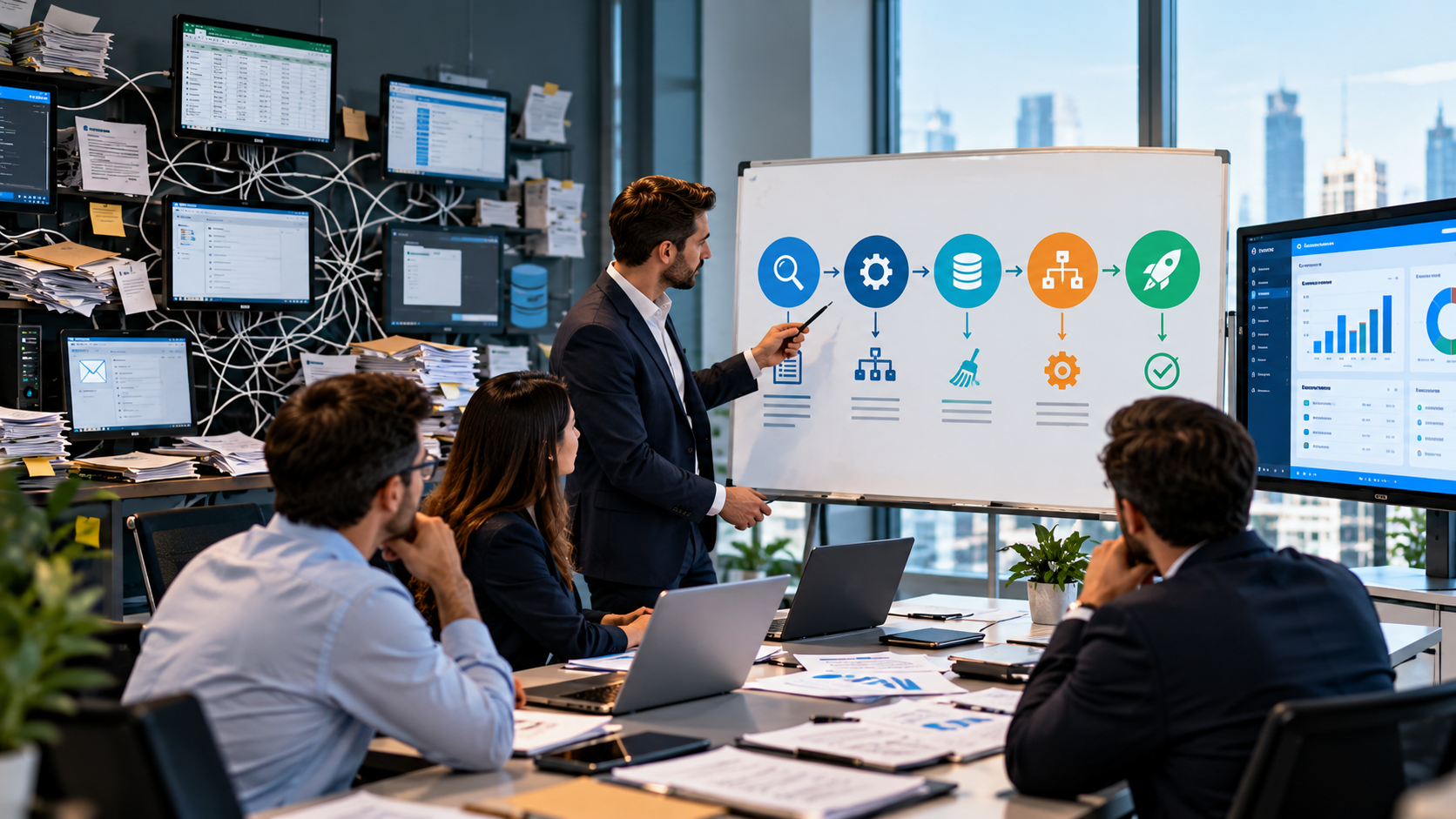 5. The Consolidation Blueprint: A 5-Step Roadmap to a Unified Digital Core Consolidating fragmented systems does not require a risky, multi-year 'big-bang' overhaul. As an accredited [SAP Gold Partner in Dubai](https://wmsspl.com/sap-partner-dubai/), WMS Middle East deploys a structured, phased consolidation methodology: • Step 1: System & Data Landscape Audit: Map all existing software applications, spreadsheets, and database instances. Identify duplicate customer and vendor masters, catalog historical data quality, and define the single authoritative source of truth for each business entity. • Step 2: Defining the Target Core Architecture: Select the appropriate ERP core based on operational scale. Mid-market companies with 10–250 users standardize on [SAP Business One](https://wmsspl.com/sap-business-one/), while multi-national conglomerates adopt [SAP S/4HANA Cloud](https://wmsspl.com/sap-s4-hana-cloud/) or a two-tier hybrid model. • Step 3: Master Data Cleansing & Harmonization: Consolidate disparate item catalogs, eliminate duplicate customer records, harmonize units of measure (UoM), and establish unified Tax Registration Numbers (TRN) across all GCC trading entities. • Step 4: Phased Core Implementation & Workflow Integration: Deploy core finance, procurement, and inventory first to establish control. Integrate specialized front-office applications (such as [Salesforce Consulting Services](https://wmsspl.com/salesforce-consulting-services/)) via [SAP Business Technology Platform](https://wmsspl.com/sap-business-technology-platform/) to maintain commercial sales velocity. • Step 5: Automated Statutory Activation & Go-Live: Activate localized [UAE E-Invoicing](https://wmsspl.com/uae-e-invoicing/), corporate tax reporting modules, and WPS payroll engines. Conduct parallel validation runs prior to cutover to guarantee 100% data integrity.